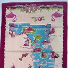 Vintage Florida Souvenir Tea Towel Pink Flamingo State Map Printed Kitchen Dish