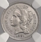 1881  3cn Three Cent Nickel  Ngc Xf Details  cleaned     8404746-046