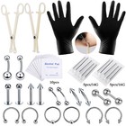 47pcs Professional Body Piercing Tool Kit Ear Lip Tongue Nose Navel Nipple Rings