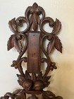 Antique Victorian Black Forest Ornate Carved Wood Floral Fruit Barometer Frame