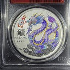 2024-p125 Australian Year Of The Dragon 1 Oz Silver Lilac Colorized Pcgs Ms70