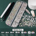 Flat Back Rhinestonesandpearls Kits Round Glass Crystal Abandtransparent Whit   