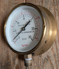 Vintage Brass Pressure Gauge - Steampunk Retro Industrial Factory Metal Meter