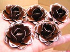 Five Medium Rusty Roses  Metal Flowers For Embellishments  Accents  Silver Trim