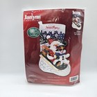 2 Vintage Christmas Felt Stocking Kits Janlynn Bucilla Bears Santa Snowman New