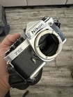 Nikon Fe2 35mm Film Camera Body  Chrome  blue Leather Grips 