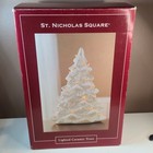 Vintage White Ceramic Christmas Tree With Glitter   Lights St  Nicholas Square 