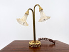 Vintage Dollhouse Brass Miniature Light Up 2 Bulb Tablelamp Handmade Nos It Worx