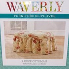 Waverly Ballad Bouquet 2 Piece Ottoman Slipcover In Blush Floral 116  New