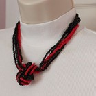 Black Red French Knot Glass Beads Choker Necklace
