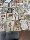 Amazing Lot 42 Vintage Valentine s Day Cards post Cards 1900   s -1950s Antique
