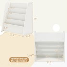 4-tier Kids Wooden Bookshelf Toddlers Book Rack W deep Shelves White