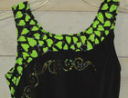 Gk Elite Leotard Hearts Black Green Sequins Gymnastics Cm Childs Girls M