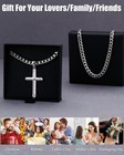 Solid 925 Sterling Silver Cross Necklace For Men Women 5mm 22  Cuban Link Chain