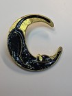 Black Cat  Stretching Moon  Lapel Pin