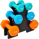 Neoprene Coated Dumbbell Set W  Rack 3 Pairs 3lb 5lb 8lb Non Slip Hex Weights Us
