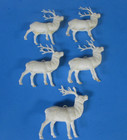 Vintage Lot Of 5 Celluliod White  Reindeer Figurines