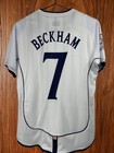 England 2002 World Cup Home Jersey     Beckham  7     Vintage Soccer Shirt