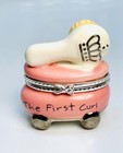 First Curl Trinket Box Little Princess Pink Baby Girl Keepsake Mud Pie Ceramic