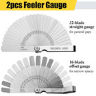 2pcs Feeler Gauges Set Stainless Steel  32 Straight   16 Angled Blades  Dual Mar