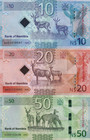 Namibia 10 20 50 Namibia Dollars 2025 P New Issue Unc Set 3 Pcs