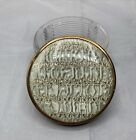 Vintage Art Deco Ribbed Glass Vanity Powder Jar Trinket Beige Ruffled Lid Read