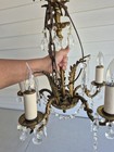 Vintage Brass Chandelier With Glass Prisms Works Good