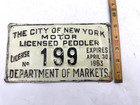 New York City Licensed Peddler  Plate 1963 Dept Of Markets