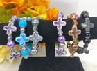 Beaded Cross Bracelets Stretch Colorful Faith Religious Jewelry Mix Color 6 Pcs