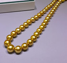 Huge 18 12-14mm Natural South Sea Genuine Gold Perfect Round Pearl Necklace 994
