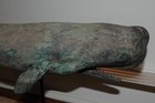 Vintage Sperm Whale Sculpture Figurine Molded 19    Folk Art Marine On Wood Stand 
