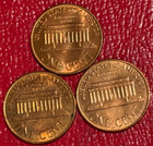 Lot F 3 Unc 1961 P 1962 D 1964 D Lincoln Memorial Cents-jun101