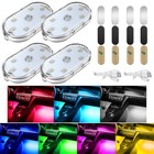 4 Pcs Car Led Lights For Car Interior  7 Colors Magnetic Usb Wireless Led