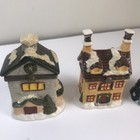 Porcelain Darico Vintage Nos Christmas Cottages Trinket Boxes Lot Of 4 Hinged