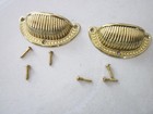 2 Antique Vtg  Style Victorian Brass  Bin Pulls Handles 3 