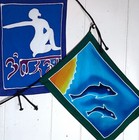 Prayer Flags  5 Pc Set  12  By 9   Dolphins  Yoga  Buddhist Text  Hand Batiked