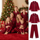 Family Matching Christmas Plaid Pajamas Set 100  Cotton Adults Kids Turn-down Co