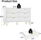White Dresser  Modern 6-drawer Dresser For Bedroom With Gold Handles  Wide Chest