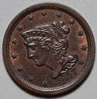 1857 Braided Hair Half Cent - Recolored - Us 1 2c Copper Coin