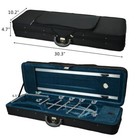 4 4 Full Size Square Violin Case Black With Blue Plush Interior With Hygrometer