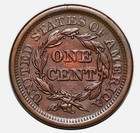 1855 Large Cent  Braided Hair  Knob On Ear Au Copper Variety