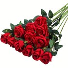 12   Red Silk Roses Artificial Flowers Realistic Bouquet Home Decor Romantic Gift