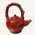 Large Vintage Art Pottery Decorative Vessel Red Drip Glaze Sculptural 15  Tall