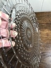 Vintage Federal Glass 11 25  Footed Cake Plate Sunflower Bubbles Scallop