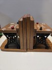 Vintage Enesco 1975  school Daze  Wooden And Cast Iron Bookends