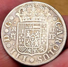 1763 Spanish Silver Madrid   Cross   2 Reales Early Pistareen Coin