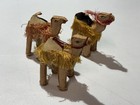 Moroccan Stuffed Camel Figurines Red Fringe Leather Hand Stitched - Set Of 3