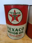 Lot Of 2 Vintage 1940s Texaco Motor Oil Empty Quart Tin Can  946 Litres  3