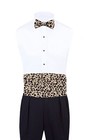 Men s Leopard Animal Print Cummerbund Bow Tie Hanky Set Formals Parties Weddings