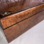 Charming Antique Sewing Wooden Box  With Brass Mother Of Pearl 10    X 7    With Key